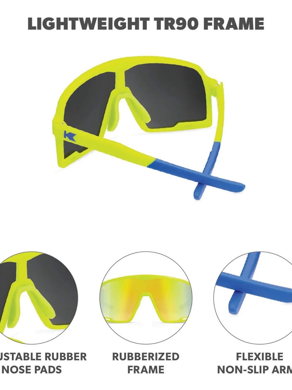NWT Knockaround Kids Neon Yellow Shield Sunglasses - Picture 8 of 8